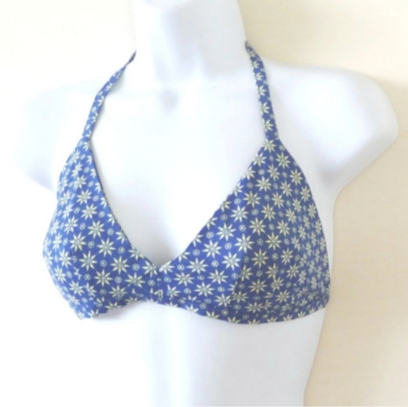 Reversible Bikini Top African Cotton Size Med Blue Yellow Pattern - Picture 2 of 8